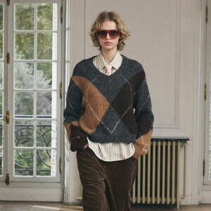 ARGYLE SWEATER- ZARA- SIZE MEDIUM-NWOT